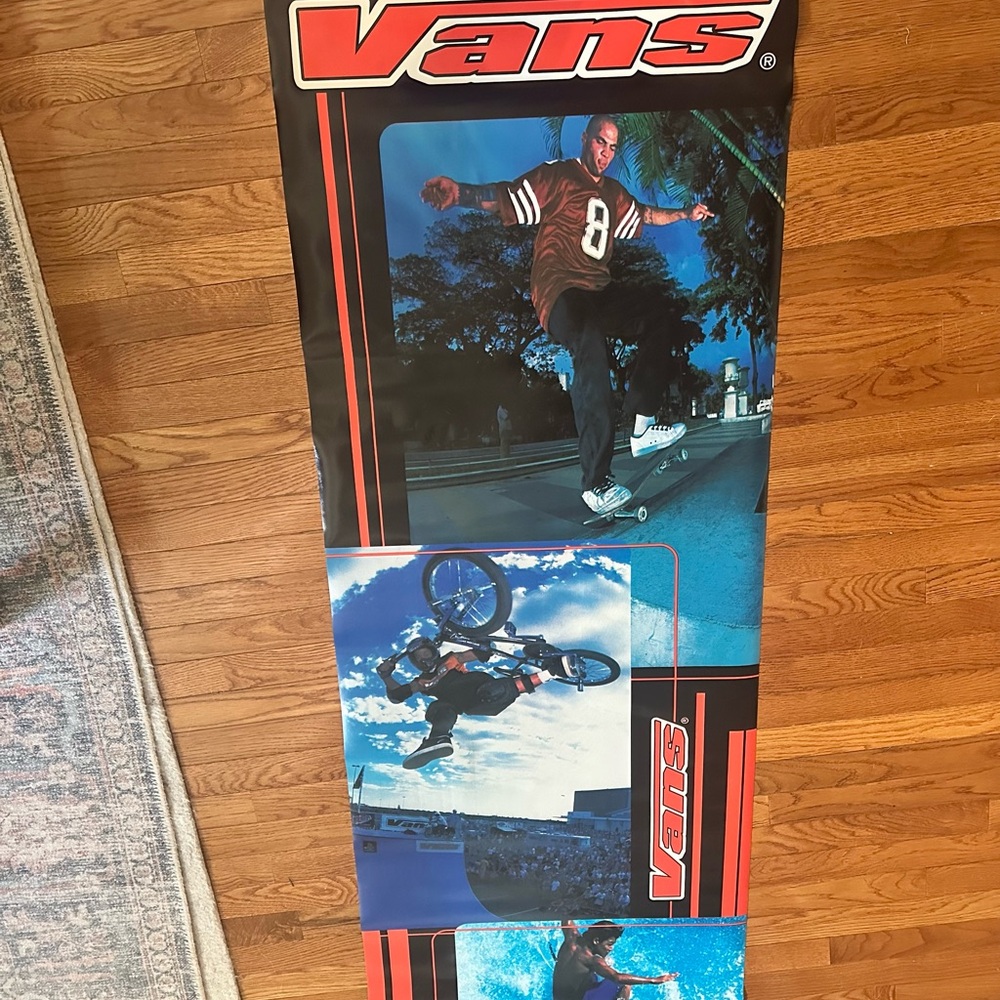 Vintage Vans Action Sports Vinyl Banner | Skate BMX Surf Promo Wall Hanging